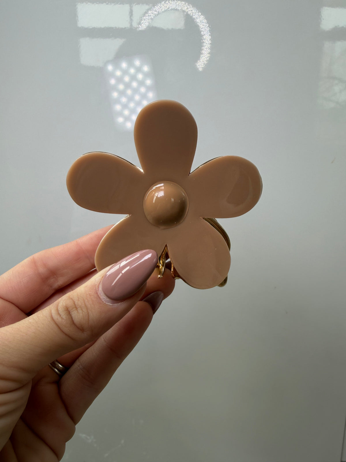 Brown Flower Claw Clip