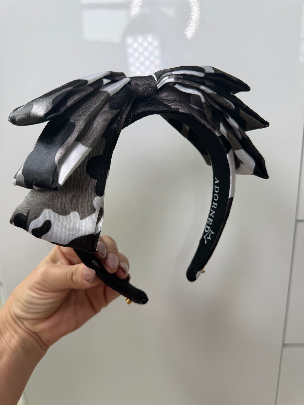 Dark Camo Satin Bow Headpiece