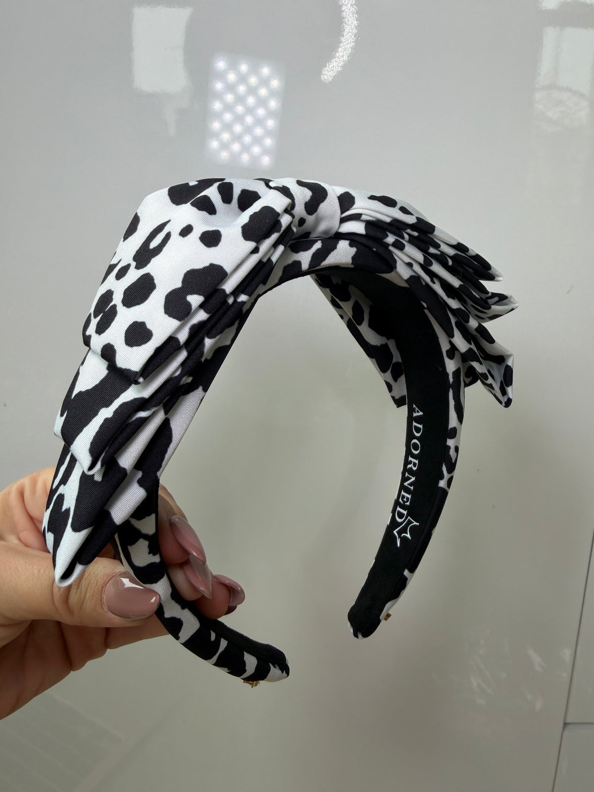 Cow Print Satin Bow Headpiece