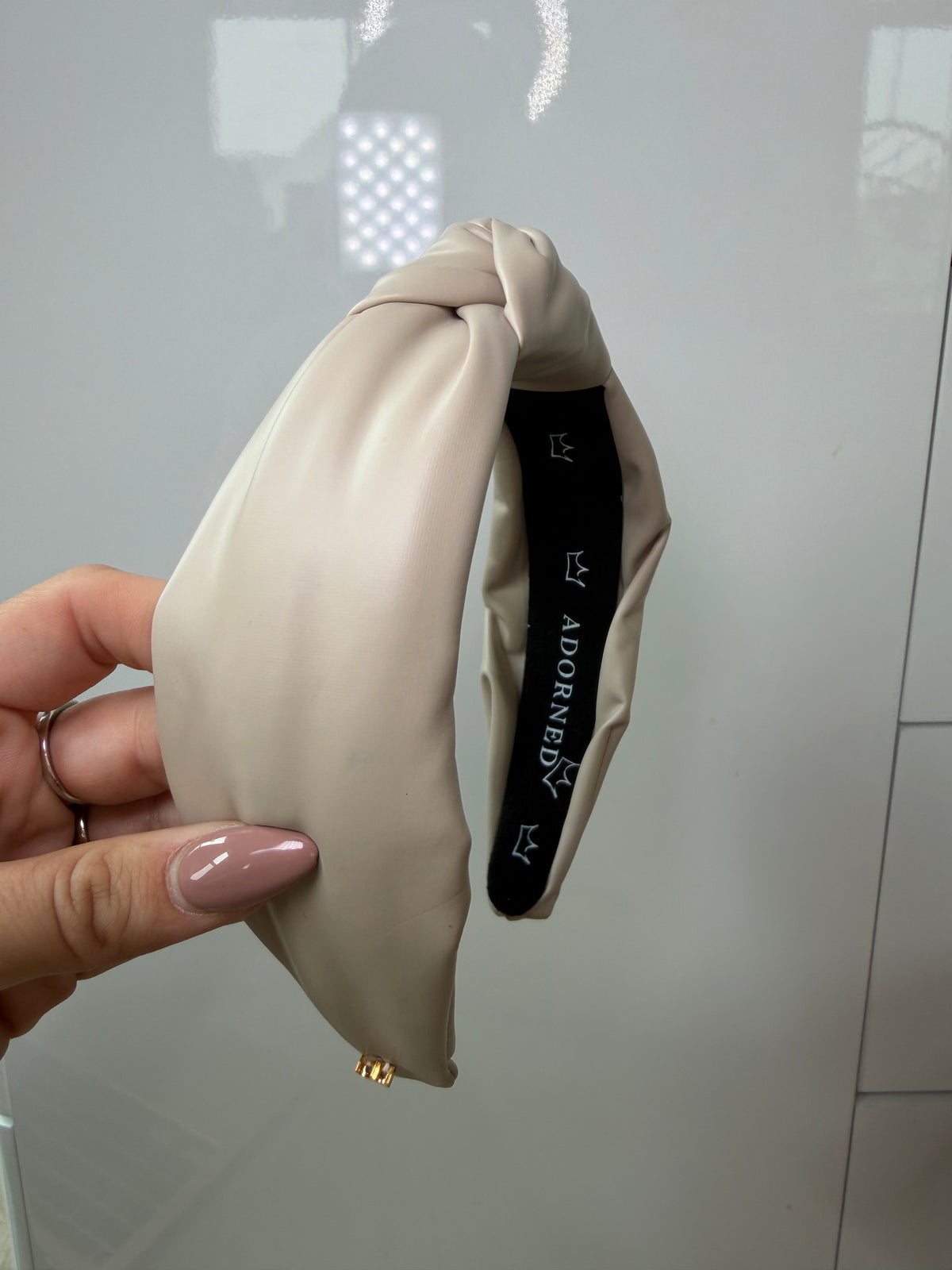 Beige Vegan Leather Headpiece